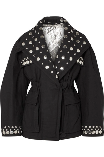 Isabel Marant Emmetis Reversible Embellished Cotton-canvas Jacket In Black