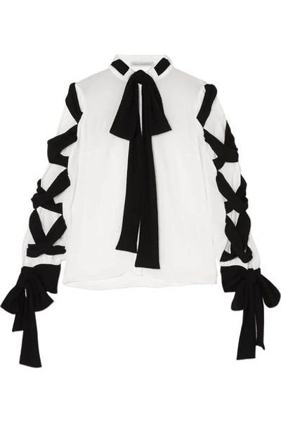 Emilia Wickstead Fritz Tie-detailed Crinkled-crepe Blouse In White