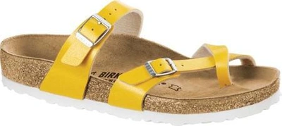 Birkenstock Mayari Cross-strap Faux-leather Sandals In Graceful Amber Yellow Leather
