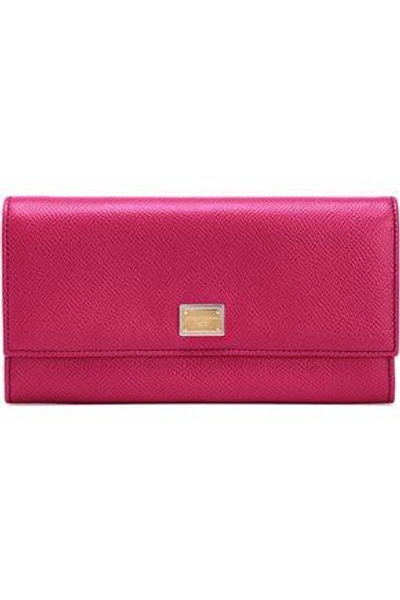 Dolce & Gabbana Woman Textured-leather Continental Wallet Fuchsia