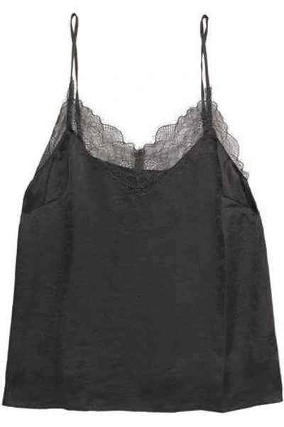 Love Stories Woman Camelia Lace-trimmed Sateen Camisole Dark Gray