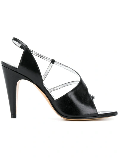 Givenchy Asymmetric Slingback Strap Sandals In Black