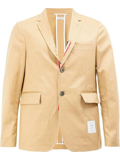 Thom Browne Unconstructed Classic Single Breasted Sport Coat With Grosgrain Placket In Light Weight High Density In Nude & Neutrals