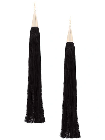 Eddie Borgo Black Long Silk Tassel Earrings
