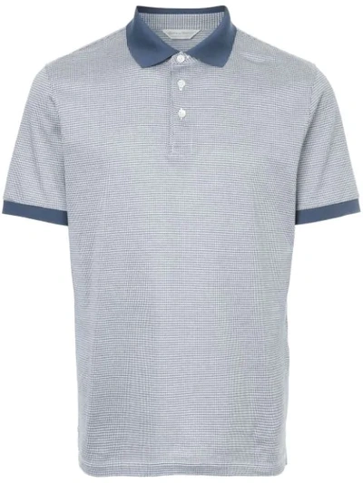Gieves & Hawkes Houndstooth Polo Shirt In Blue