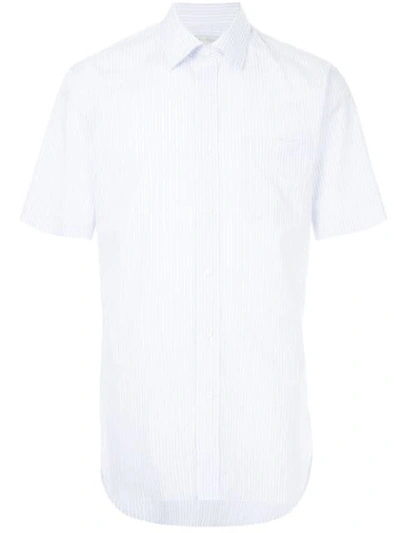 Gieves & Hawkes Short-sleeved Striped Shirt In Blue
