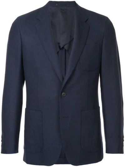 Gieves & Hawkes Notched Lapel Blazer Jacket In Blue