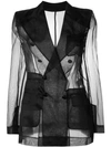 Dolce & Gabbana Sheer Organza Double Breasted Jacket In Black