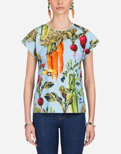 Dolce & Gabbana Vegetable Cotton Top In Multicolor