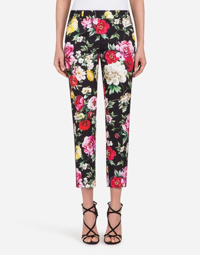 Dolce & Gabbana Pants In Printed Cotton Drill In Black
