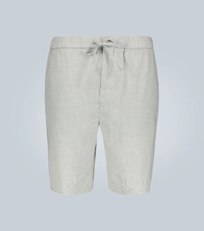 Frescobol Carioca Drawstring-waist Linen-blend Shorts In Grey
