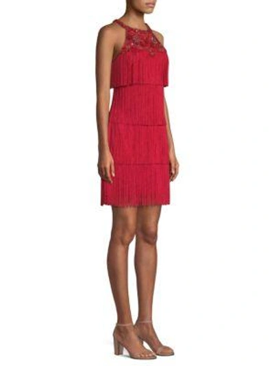 Aidan Mattox Tiered Cocktail Dress In Red