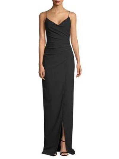 Black Halo Bowery V-neck Gown In Black