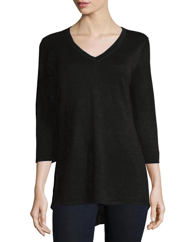 Belford 3/4-sleeve V-neck Tunic In Black