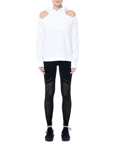 Nylora Austen Cutout-shoulder Cotton Hoodie Sweatshirt In White