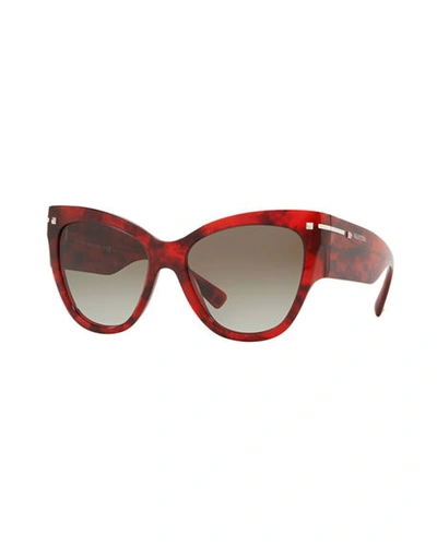 Valentino Cat-eye Acetate Sunglasses W/ Rockstud Trim