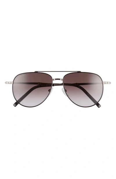 Ferragamo Salvatore  58mm Aviator Sunglasses In Black/light Ruthenium