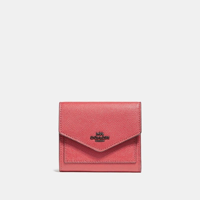 Coach Small Wallet In Washed Red/dark Gunmetal