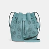 Coach Bucket Bag 18 With Cut Out Tea Rose In Marine/silver