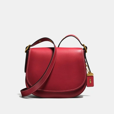Coach Saddle 23 In Washed Red/brass