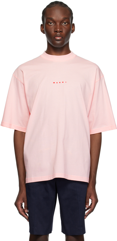 Marni Logo Print T-shirt Pink