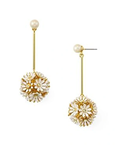 Kate Spade New York Gold-tone Crystal & Imitation Pearl Flower Linear Drop Earrings In White/gold