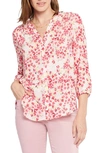 Nydj Three Quarter Sleeve Printed Pintucked Back Blouse In Summerwind