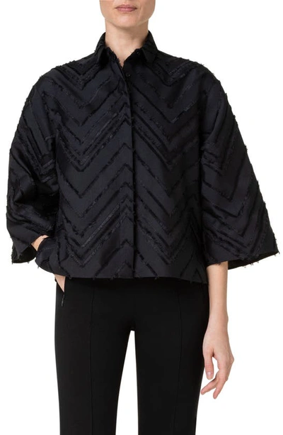 Akris Punto Fringe Zigzag Blouse In Black