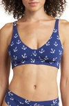 Meundies Feelfree Longline Bralette In Anchors Away