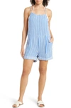 Vitamin A Ophelia Linen & Organic Cotton Cover-up Romper In Coastal Crinkle Linen