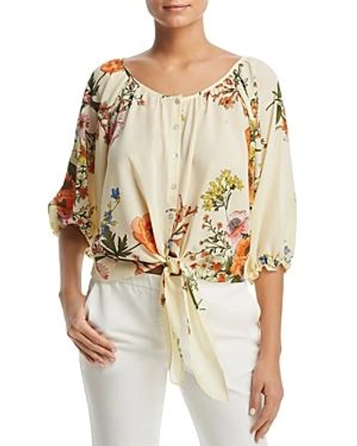 Status By Chenault Floral-print Tie-waist Top In Multi Floral