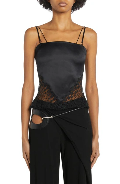 Tom Ford Lace-trimmed Silk-blend Satin Camisole In Black