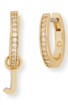 Kate Spade Cubic Zirconia Pavé Initial Huggie Earrings In Clear/ Gold J