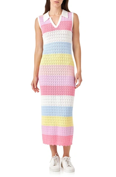 English Factory Women's Crochet Knit Maxi Dress In Multi