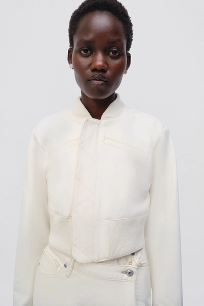 Simkhai Lorenzo Cropped Denim Jacket In Ecru