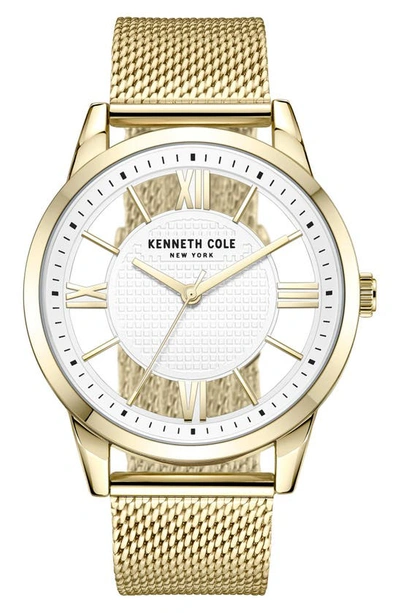 Kenneth Cole Transparency Mesh Strap Watch, 45mm In Gold