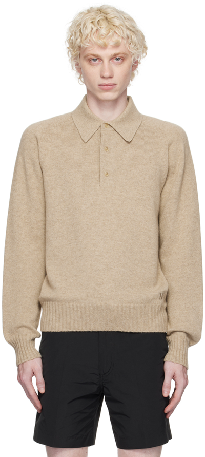 Tom Ford Seamless Raglan-sleeve Knit Polo Shirt In Neutrals
