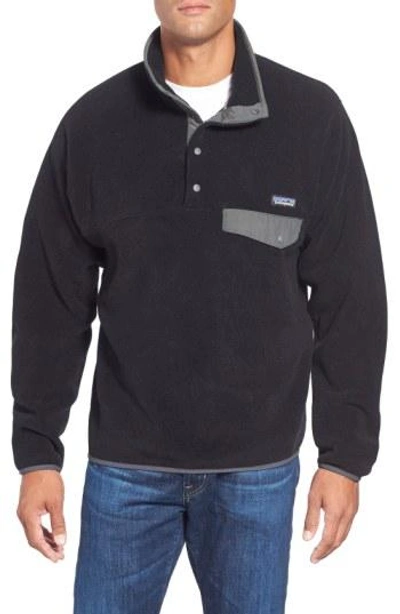 Patagonia Synchilla Snap-t Fleece Pullover In Black/ Forge Grey