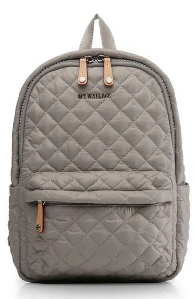 Mz Wallace 'small Metro' Quilted Oxford Nylon Backpack - Grey In Paloma