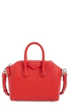 Givenchy 'mini Antigona' Sugar Leather Satchel - Red In Medium Red