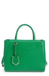 Fendi 'petite 2jours Elite' Leather Shopper - Green In Emerald Green