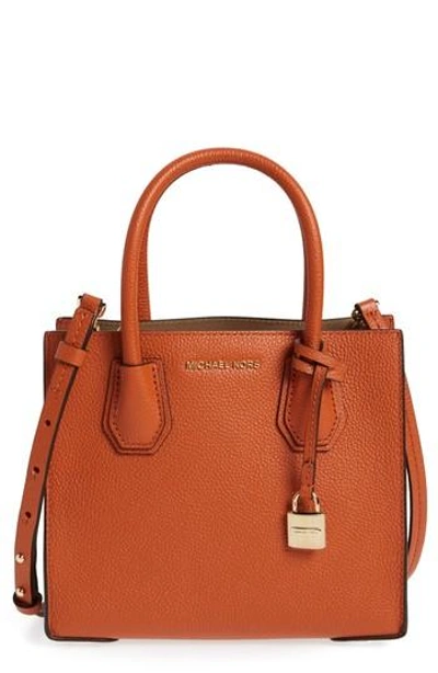 Michael Michael Kors Mercer Leather Crossbody Bag - Orange In Orange/ Gold