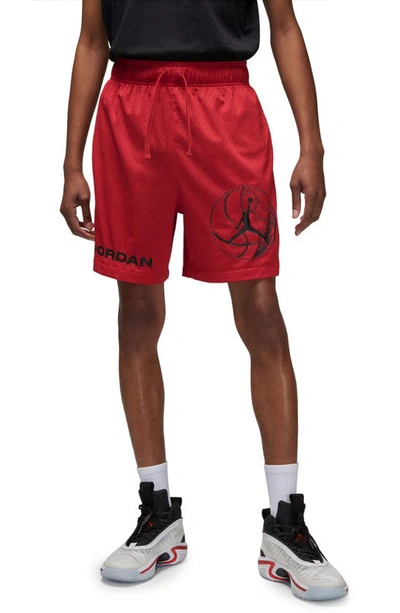 Jordan Dri-fit Mesh Basketball Shorts In Gym Red/ Black