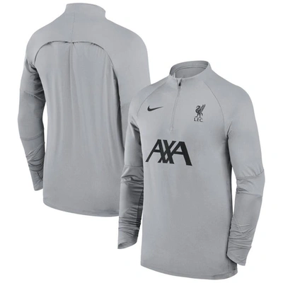 Nike Gray Liverpool Strike Drill Raglan Quarter-zip Top In Grey