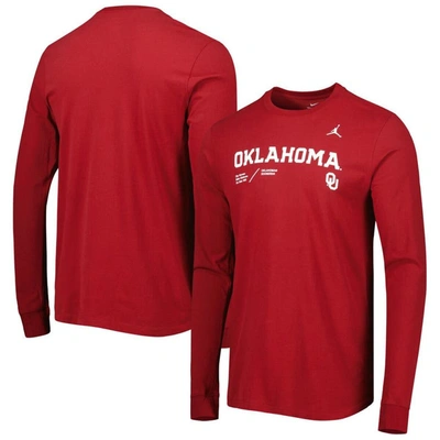 Jordan Brand Crimson Oklahoma Sooners Team Practice Performance Long Sleeve T-shirt