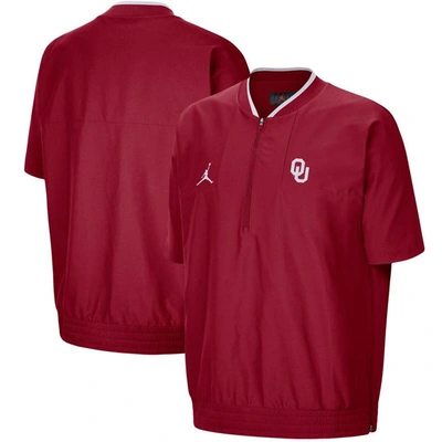 Jordan Brand Crimson Oklahoma Sooners 2021 Coaches Short Sleeve Quarter-zip Jacket