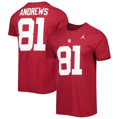 Jordan Brand Mark Andrews Crimson Oklahoma Sooners Alumni Name & Number Team T-shirt