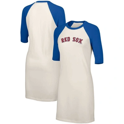 Lusso White Boston Red Sox Nettie Raglan Half-sleeve Tri-blend T-shirt Dress