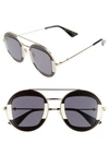 Gucci 47mm Round Sunglasses - Black-ivory/ Grey