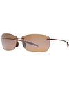 Maui Jim Unisex Lighthouse Polarized Rimless Sunglasses, 65mm In Bronze Mir Pol